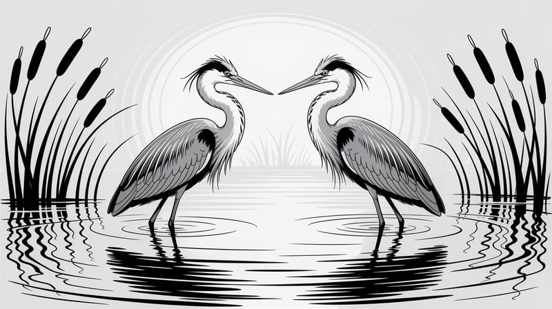 Minimalist Heron Line Art