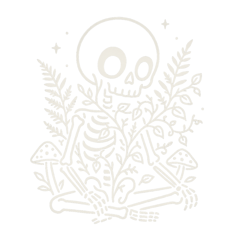Minimalistic Cartoon Skeleton Line Art