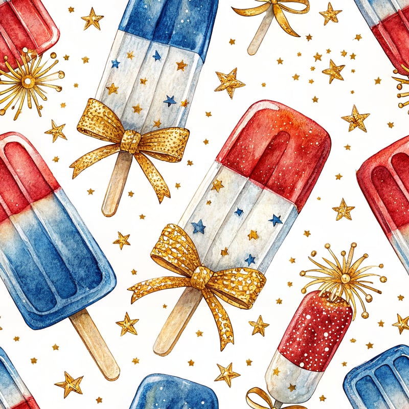 Glossy Red White Blue Popsicle Pattern