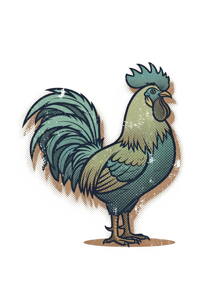 Vintage Key West Rooster Illustration