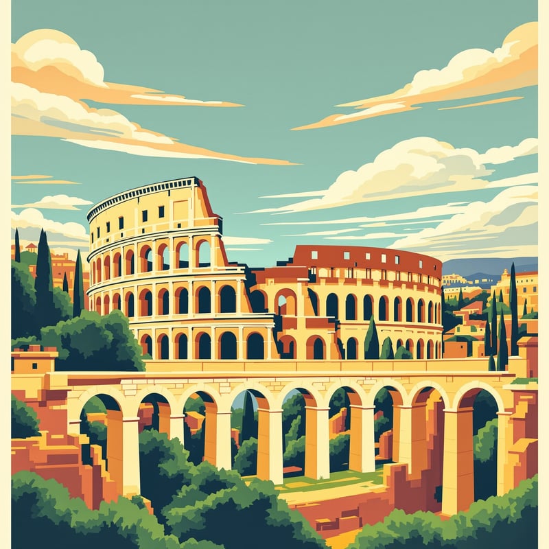 Vintage Rome Travel Poster Art
