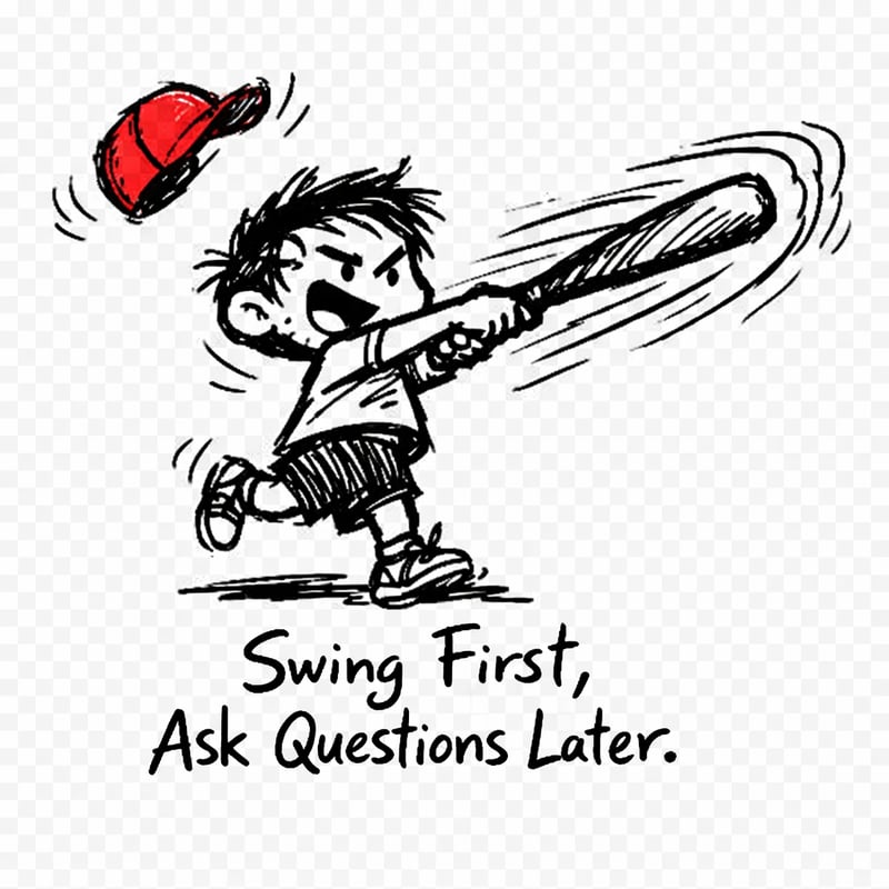 Playful Kid Swinging Bat Doodle