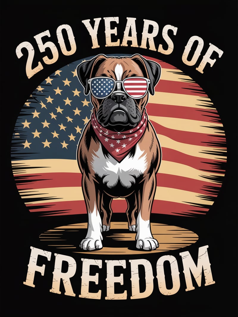 Patriotic Boxer Dog Vintage T-Shirt