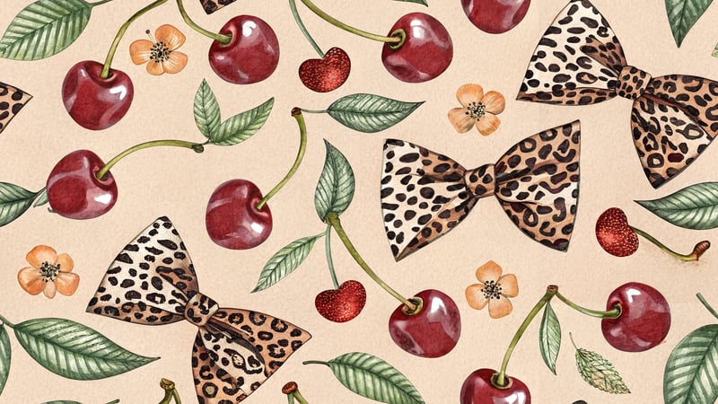 Cherries and Animal Print Pattern