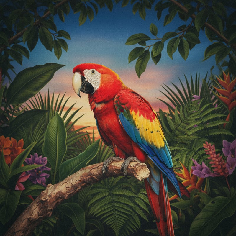 Bright Parrot on Branch