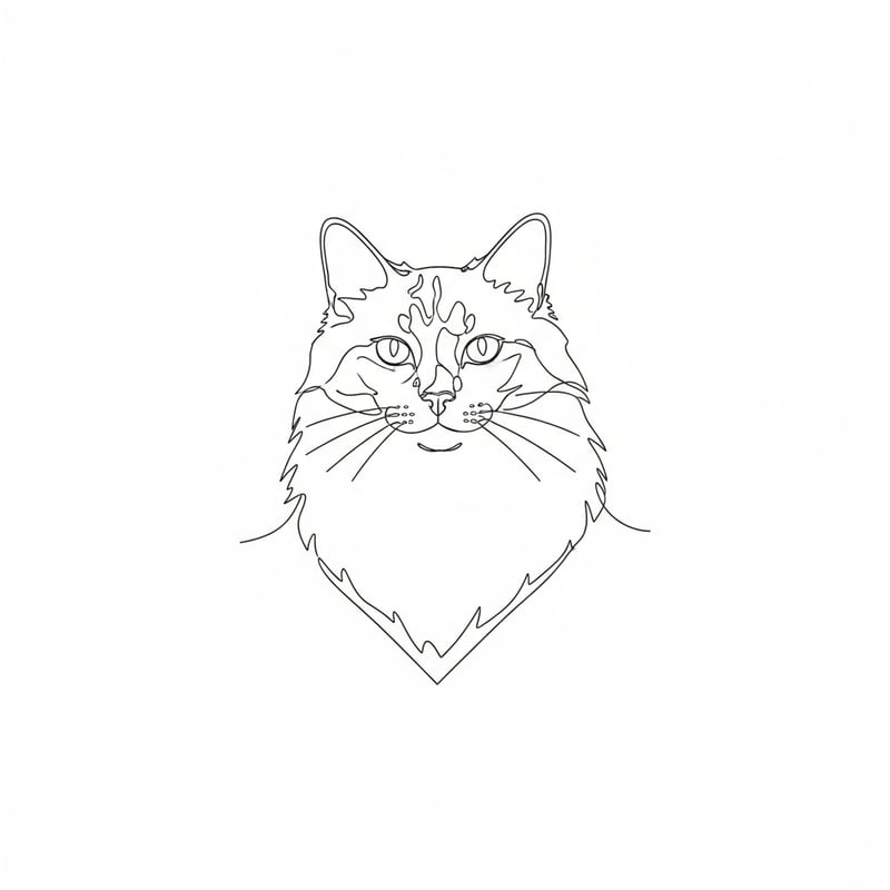 Minimalist Cat Line Art Portrait