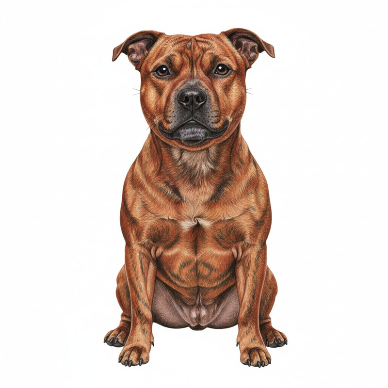 Realistic Red Brindle Staffordshire Bull Terrier