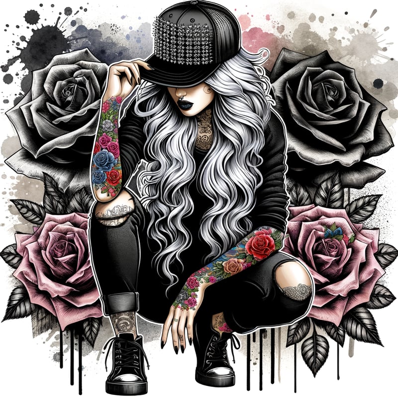 Edgy American Woman with Silver Hair