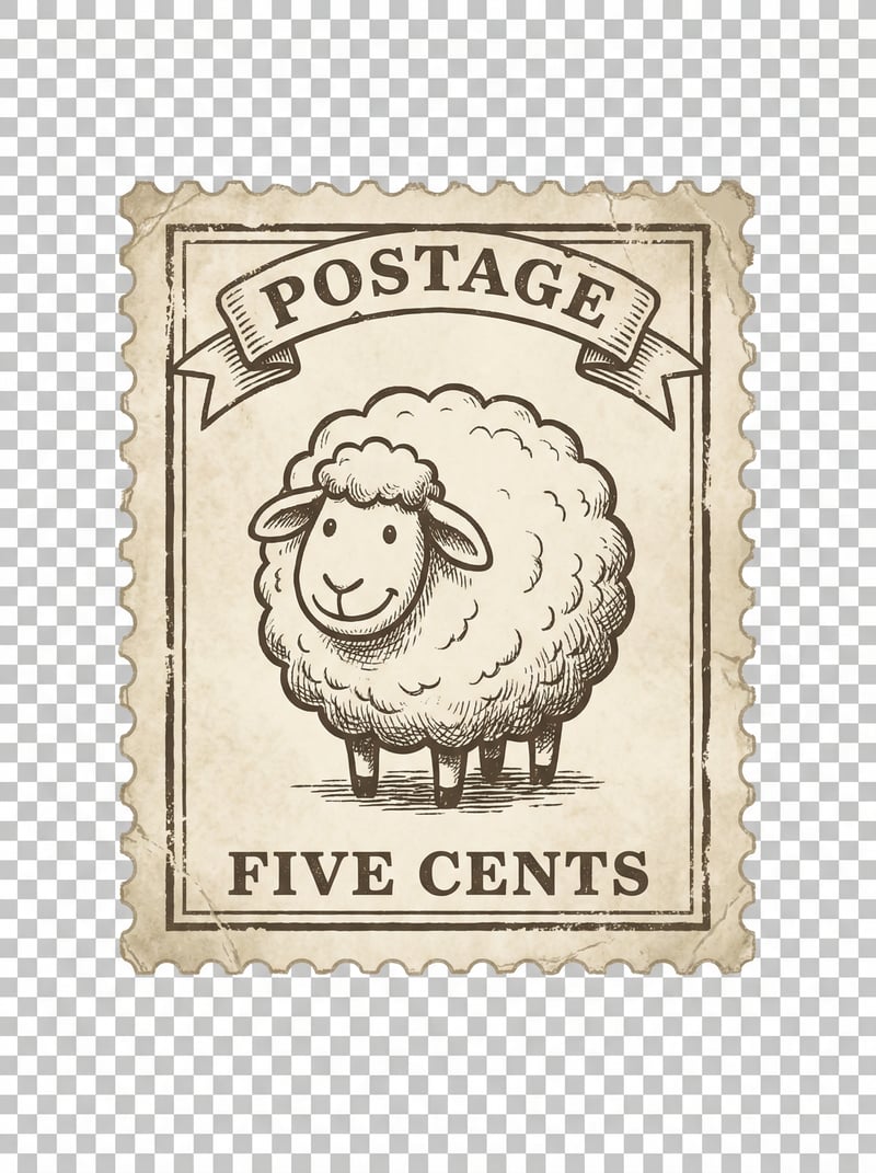 Vintage Sheep Postage Stamp