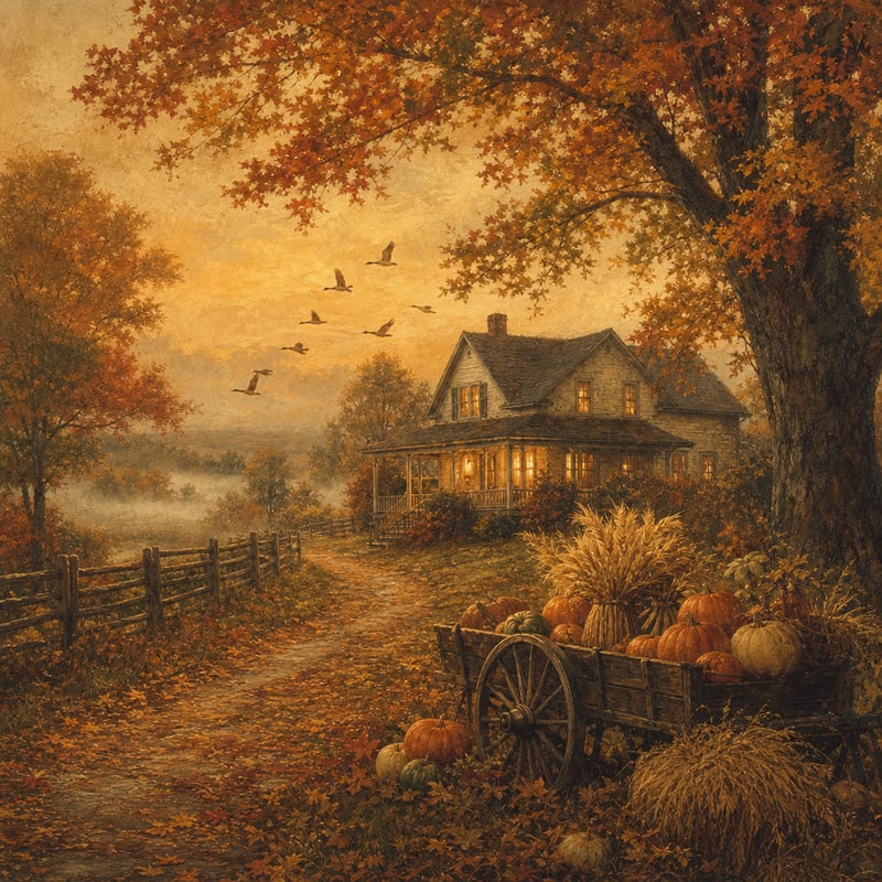 Vintage Countryside Farmhouse Illustration