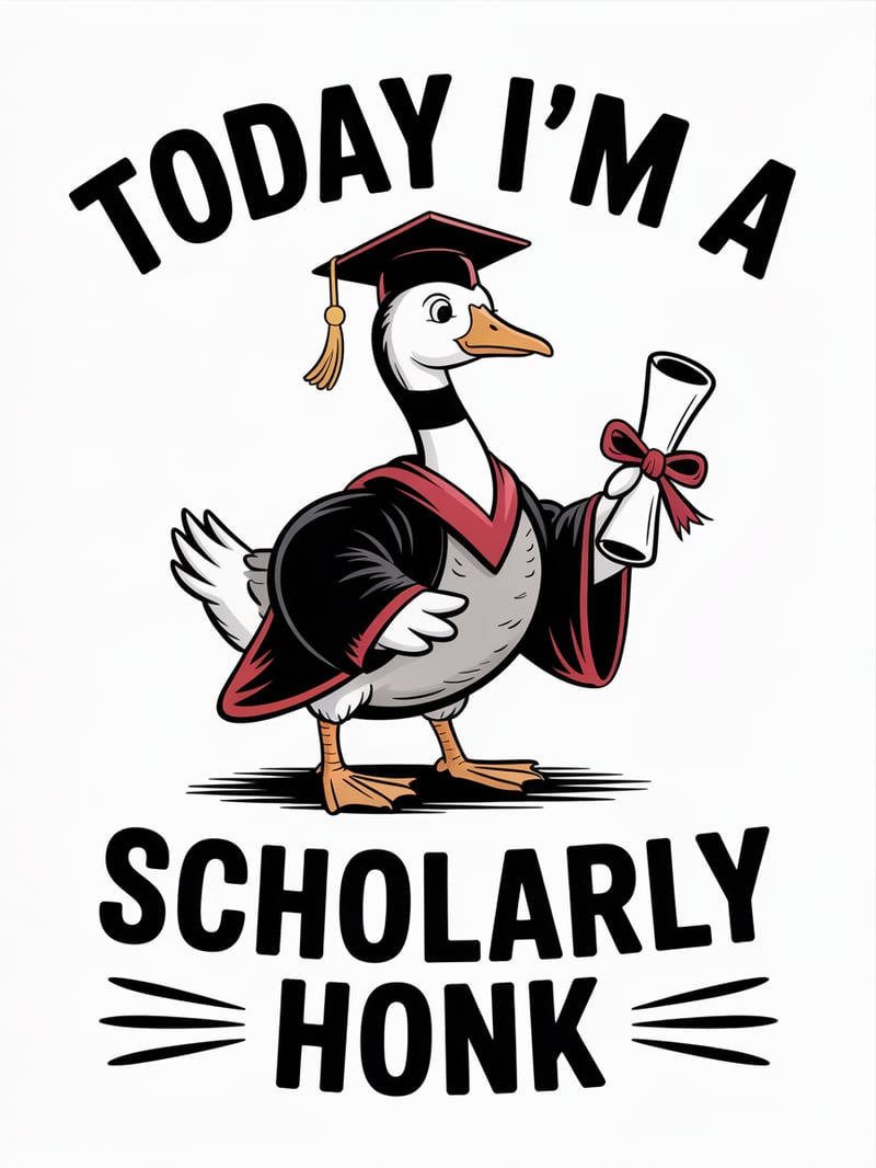 Vintage Goose Graduation Illustration