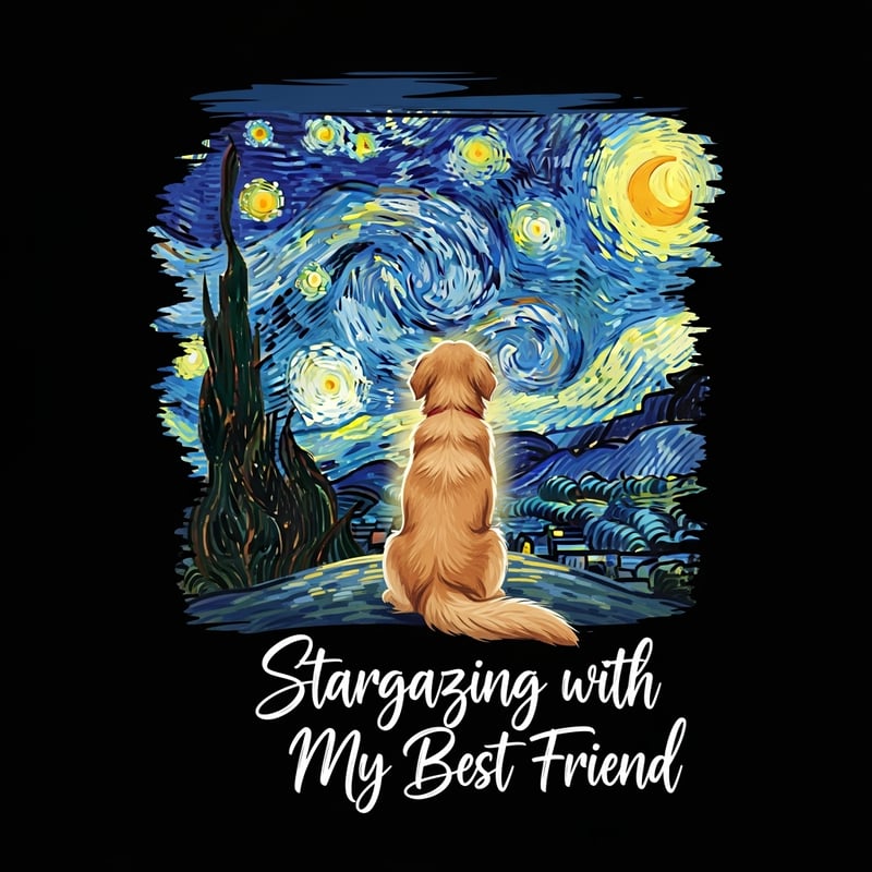 Golden Retriever Starry Night T-Shirt