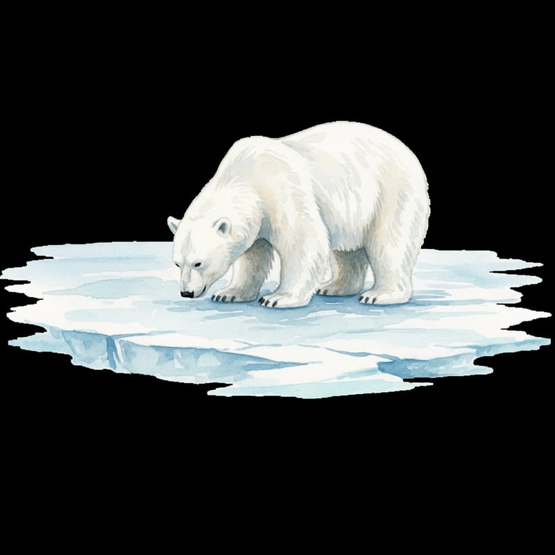 Watercolor Polar Bear on Ice