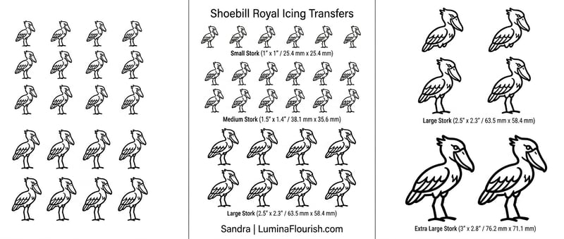 Shoebill Royal Icing Transfer Sheet