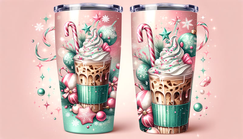 Festive Christmas Iced Coffee Tumbler Wrap