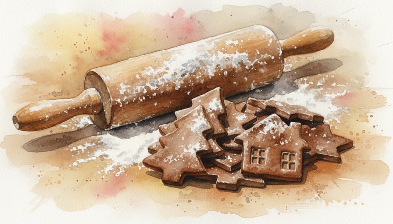 Cozy Aquarelle Gingerbread Baking Scene