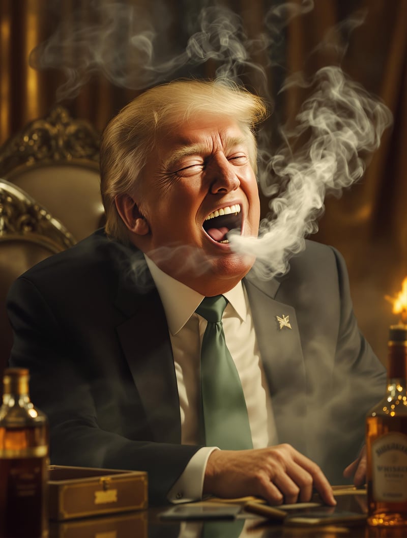 Trump Laughs with Joint in Golden Office