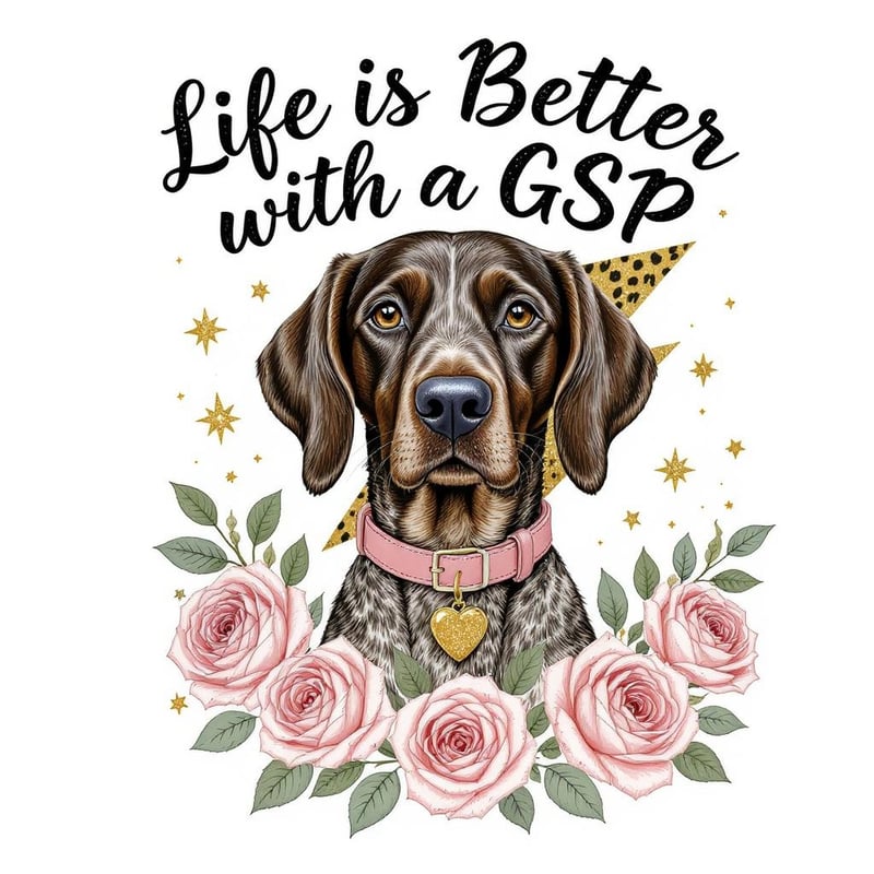 German Shorthaired Pointer with Roses