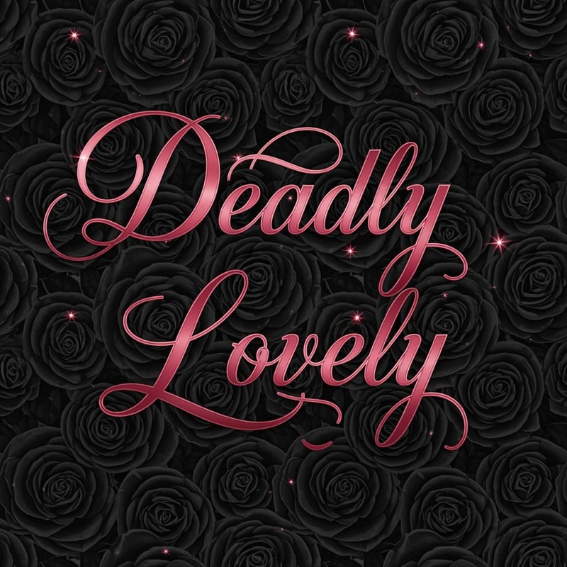 Black Rose with Deadly Lovely Script