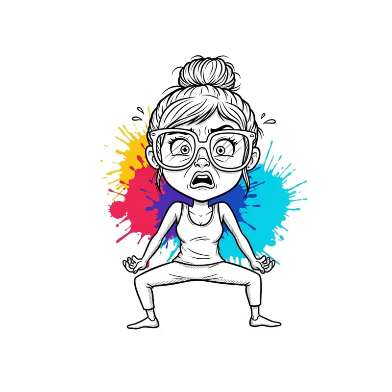 Quirky Woman Yoga Cartoon Sketch