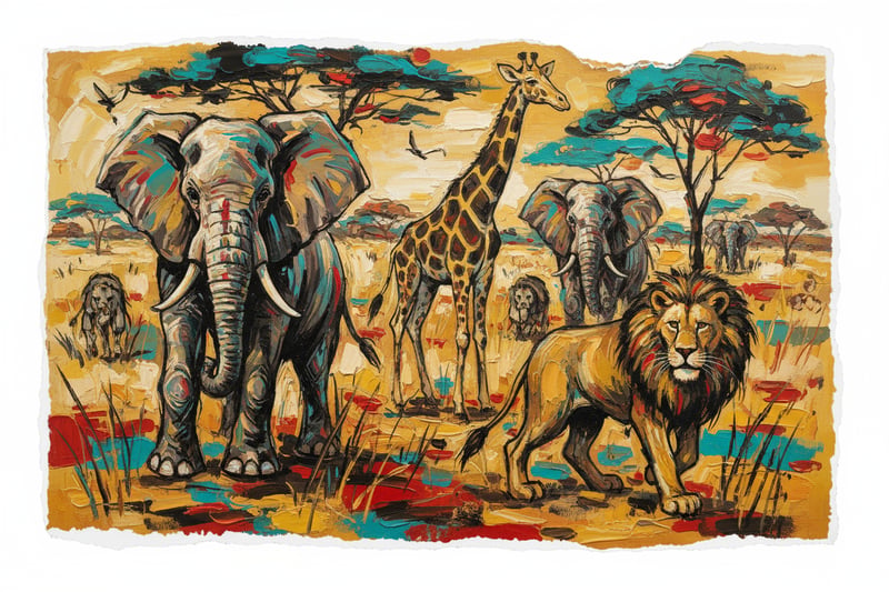 CoBrA Abstract African Savanna Art