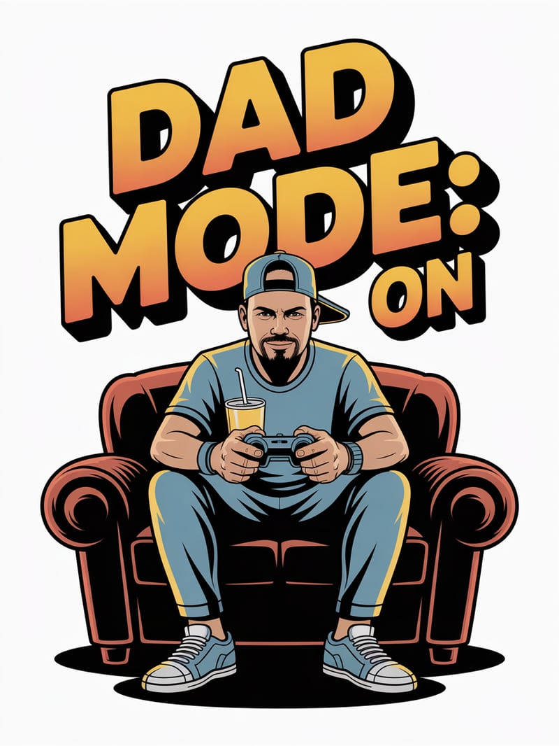 Stylized Gamer Dad with Neon Accents