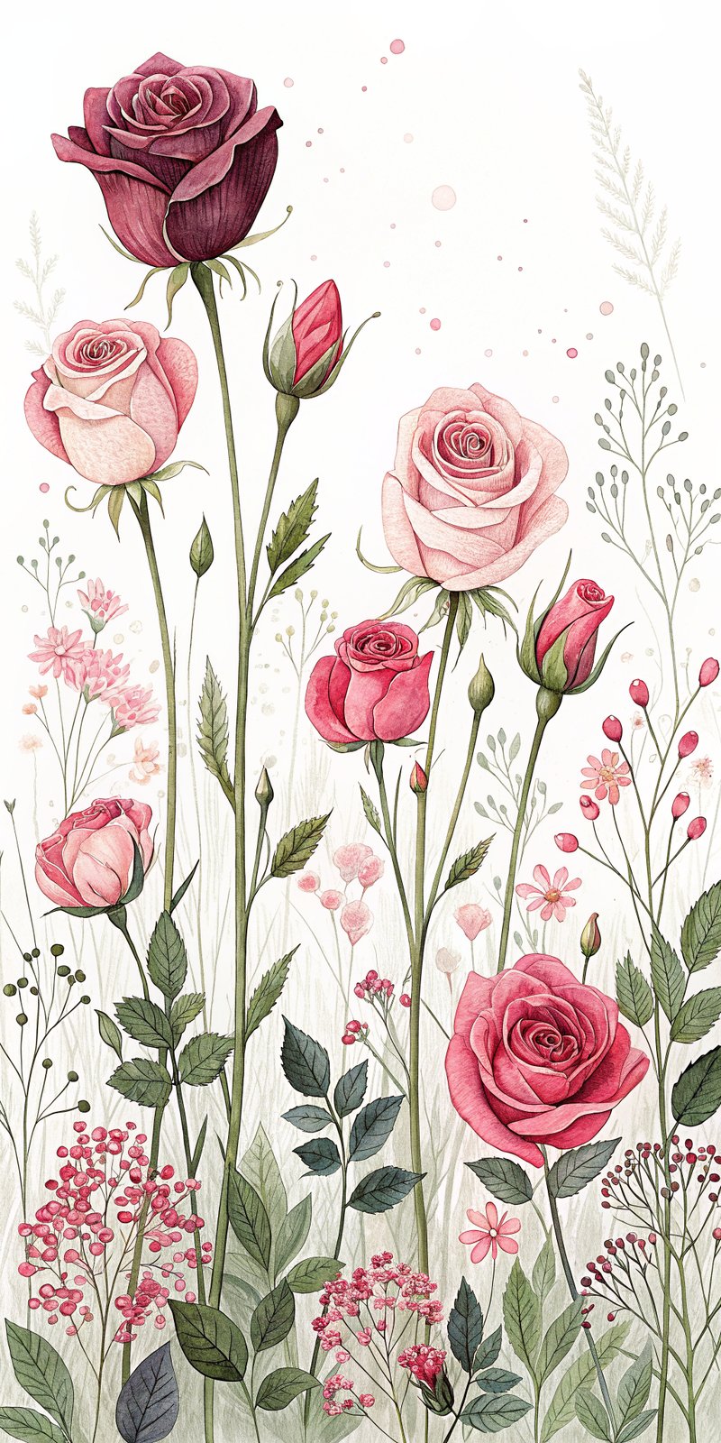 Vivid Small Roses Illustration