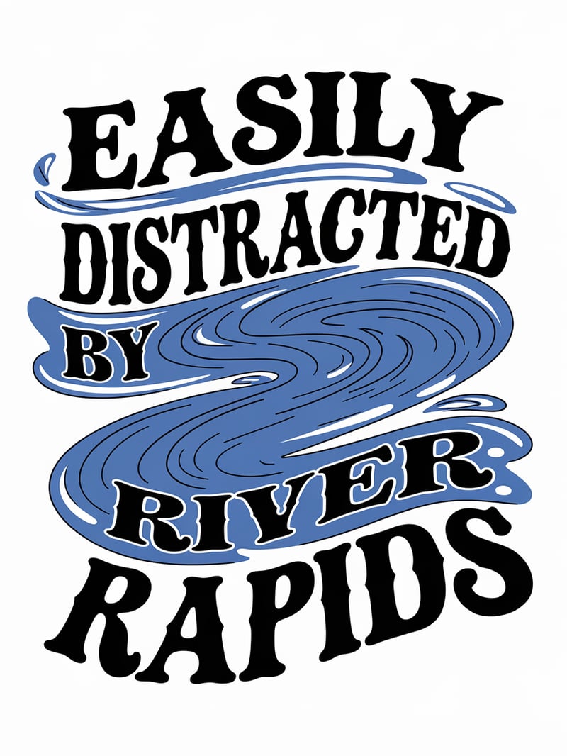 Easily Distracted by River Rapids T-Shirt Design