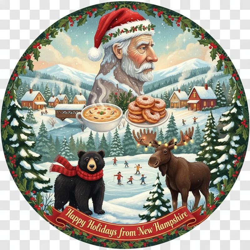 Whimsical New Hampshire Holiday Design