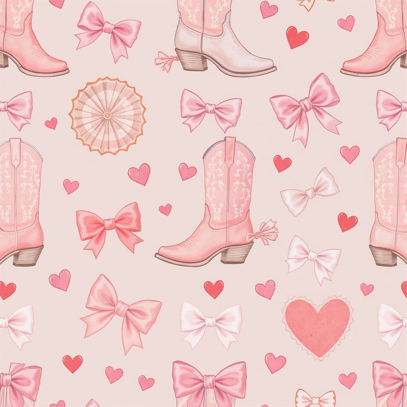 Vintage Rose-Pink Cowgirl Boots Pattern