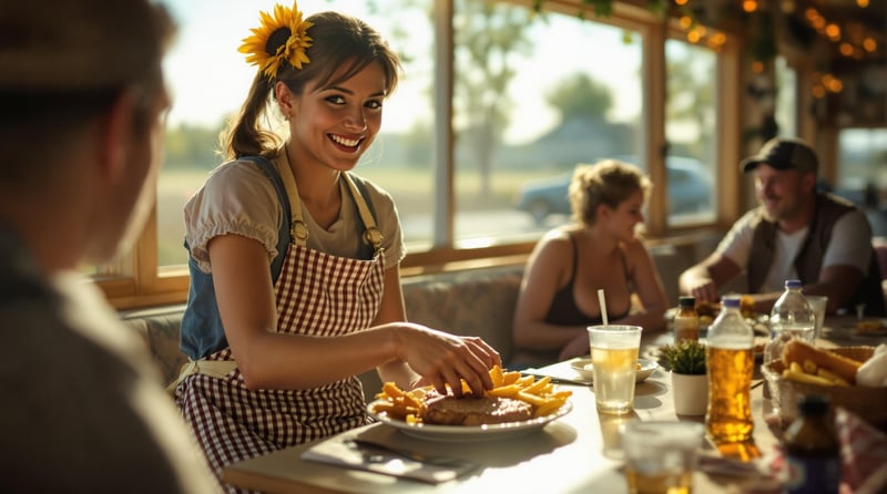 Cozy Midwest Iowa Roadside Diner Scene