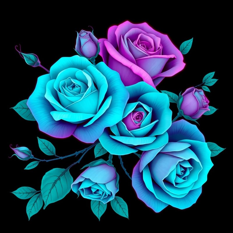 Realistic Tea Roses Illustration for Apparel