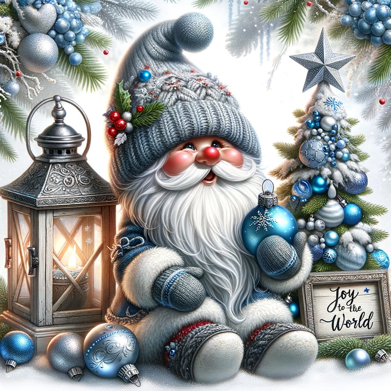 Cheerful Winter Gnome with Lantern
