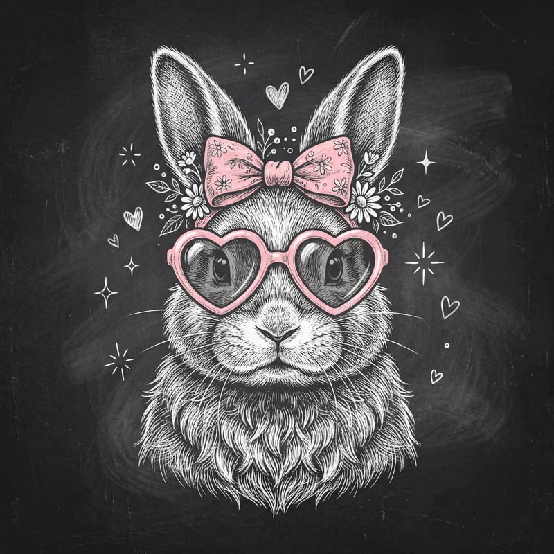 Vintage Chalkboard Rabbit Illustration