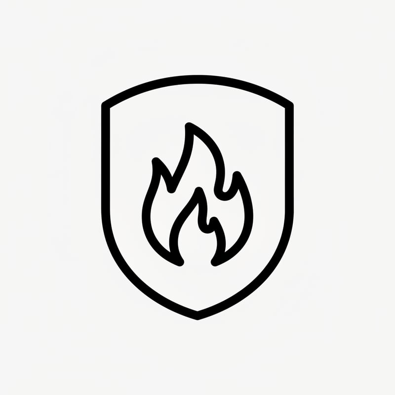 Minimalist Shield with Flame Line Art