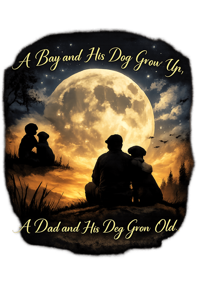 Father and Dog Silhouette T-Shirt