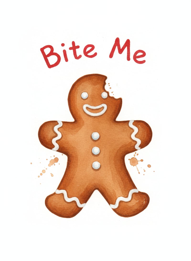 Watercolor Gingerbread Man Art