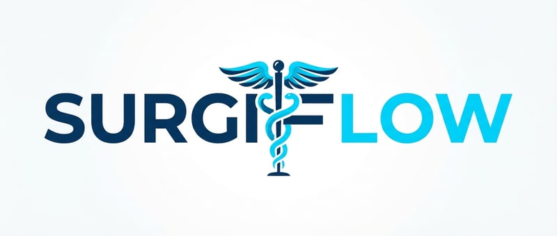 SURGIFLOW Logo with Caduceus Icon