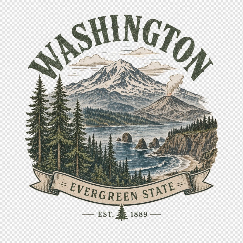 Vintage Washington Nature T-Shirt Design