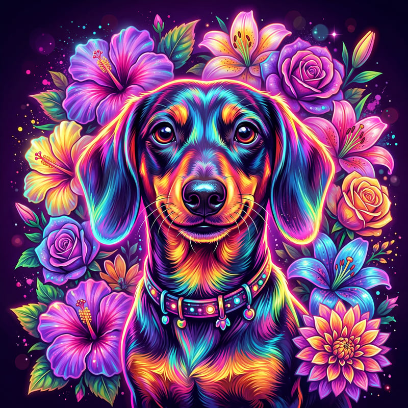 Colorful Dachshund Pop Art Portrait