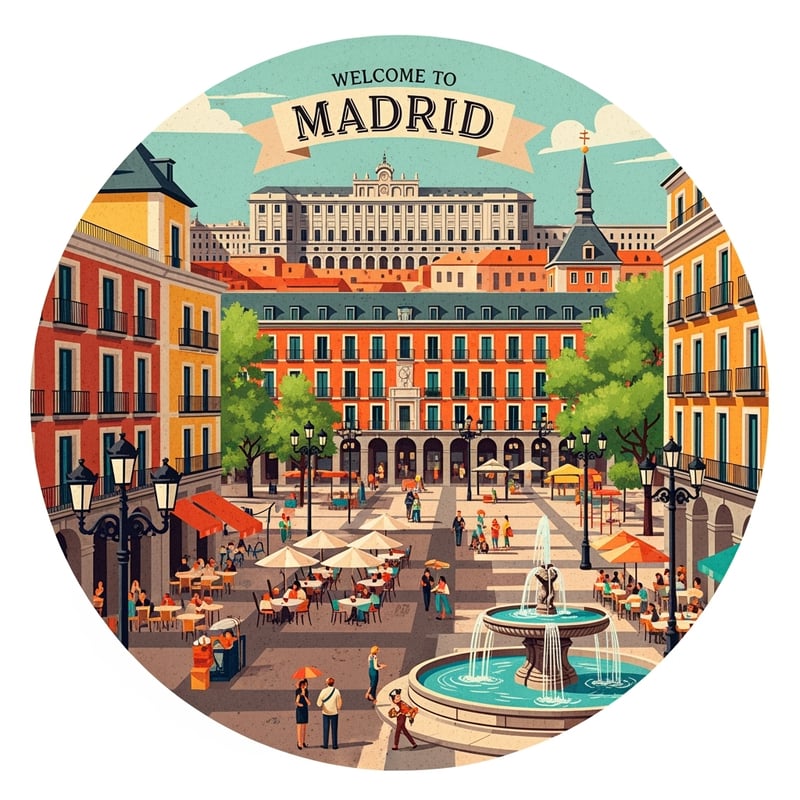 Vintage Madrid Landmark Illustration