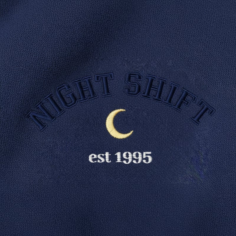 Night Shift Embroidered Collegiate Design