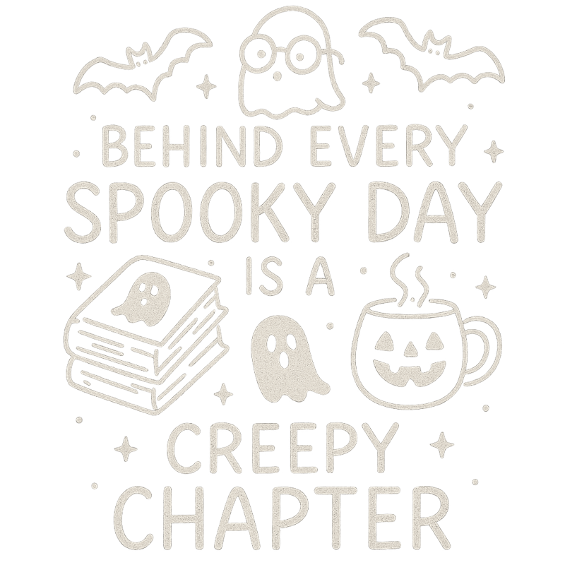 Spooky Book Mom Line-Art T-Shirt