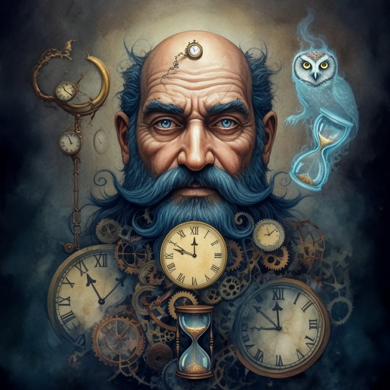 Surreal Timekeeper Watercolor Art