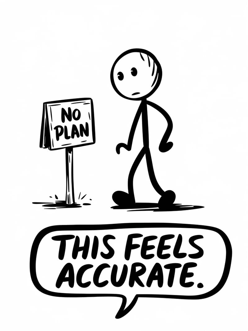Minimalist Stick Figure With No Plan Sign