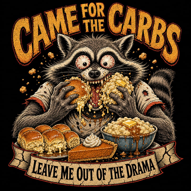 Vintage Raccoon 'Came for the Carbs' Tee