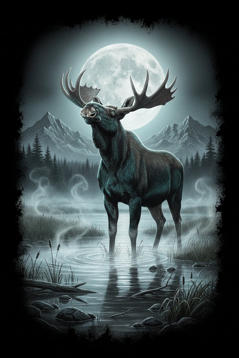Vintage 1990s Airbrush Moose Art