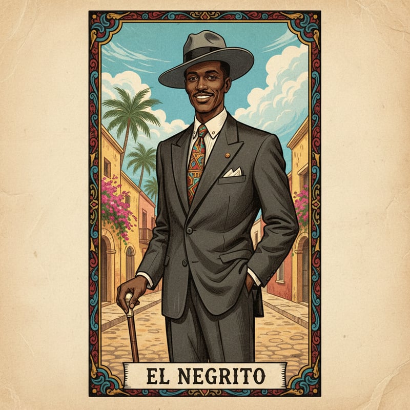 Mexican Lotería El Negrito Illustration