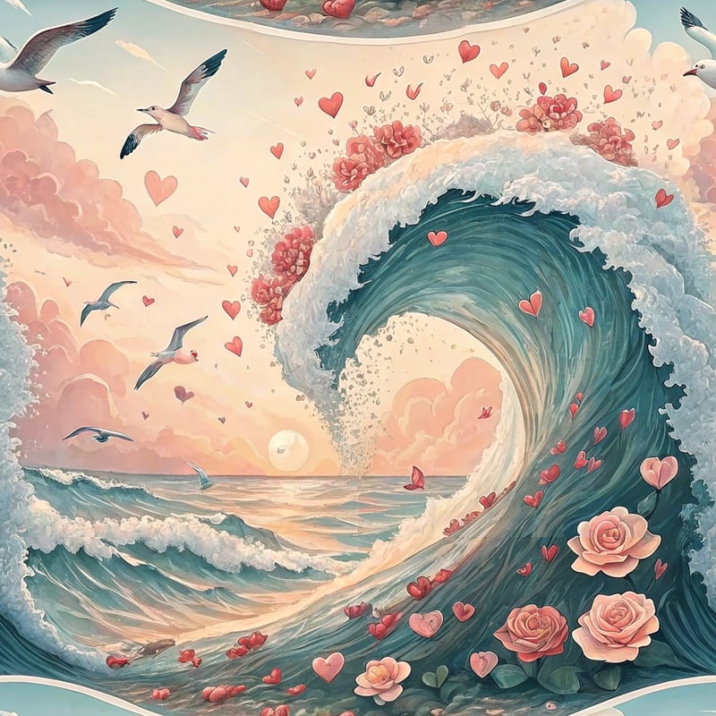 Ocean Wave Heart at Sunset
