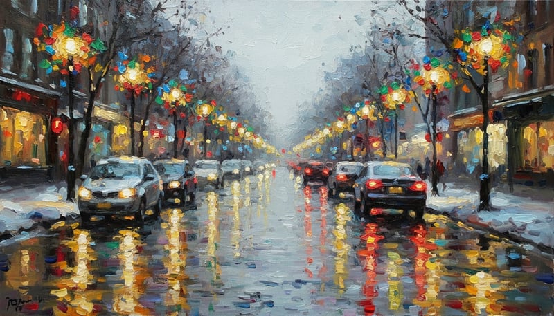 Impressionist Christmas Lights Painting